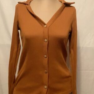 Free Assembly Women's XS Button-Up Orange Sweater